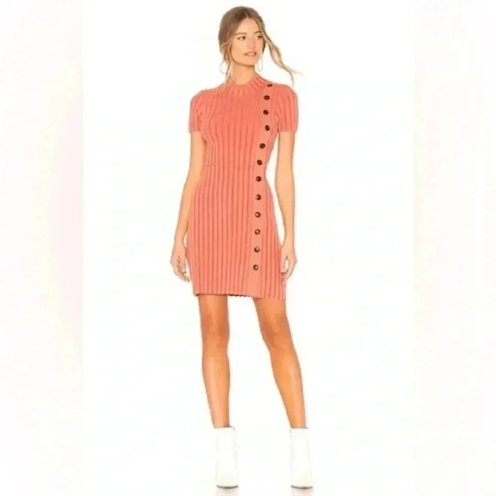 Free People Coral Button-Detail Dress